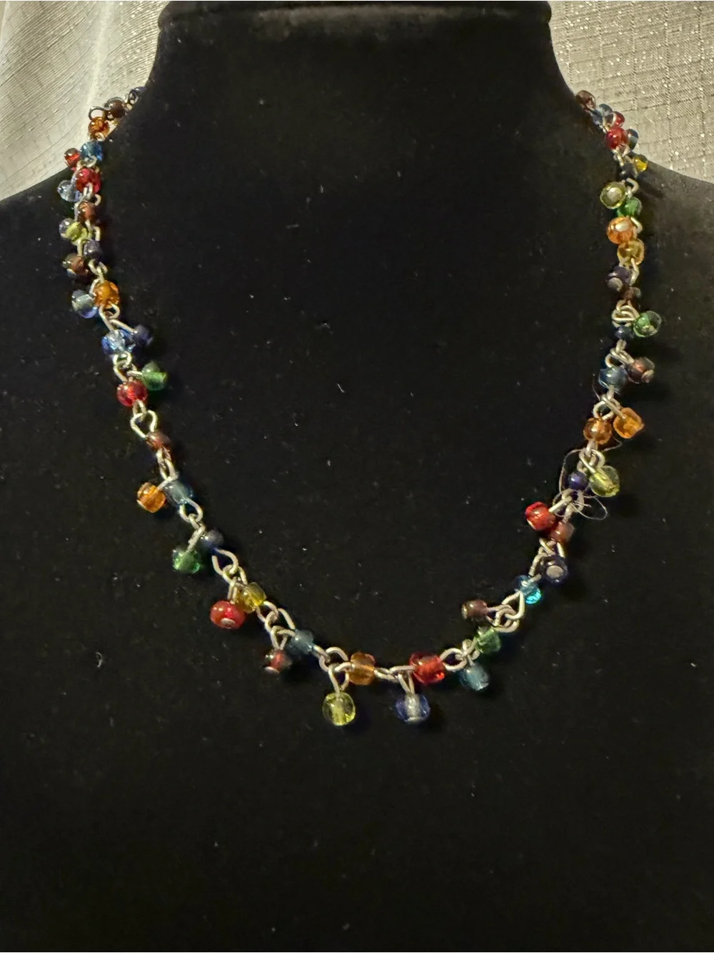 Multicolor Glass Bead Cluster Necklace - Women Jewelry